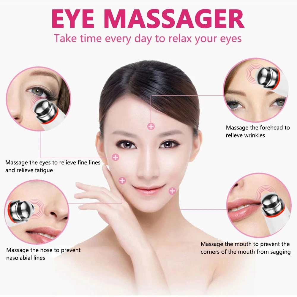 Eye Massager Pen  Electric Anti Wrinkle Around Facial Massage Band Anti Aging Dark Circles and Bags Skin Care Eye Beauty Devices