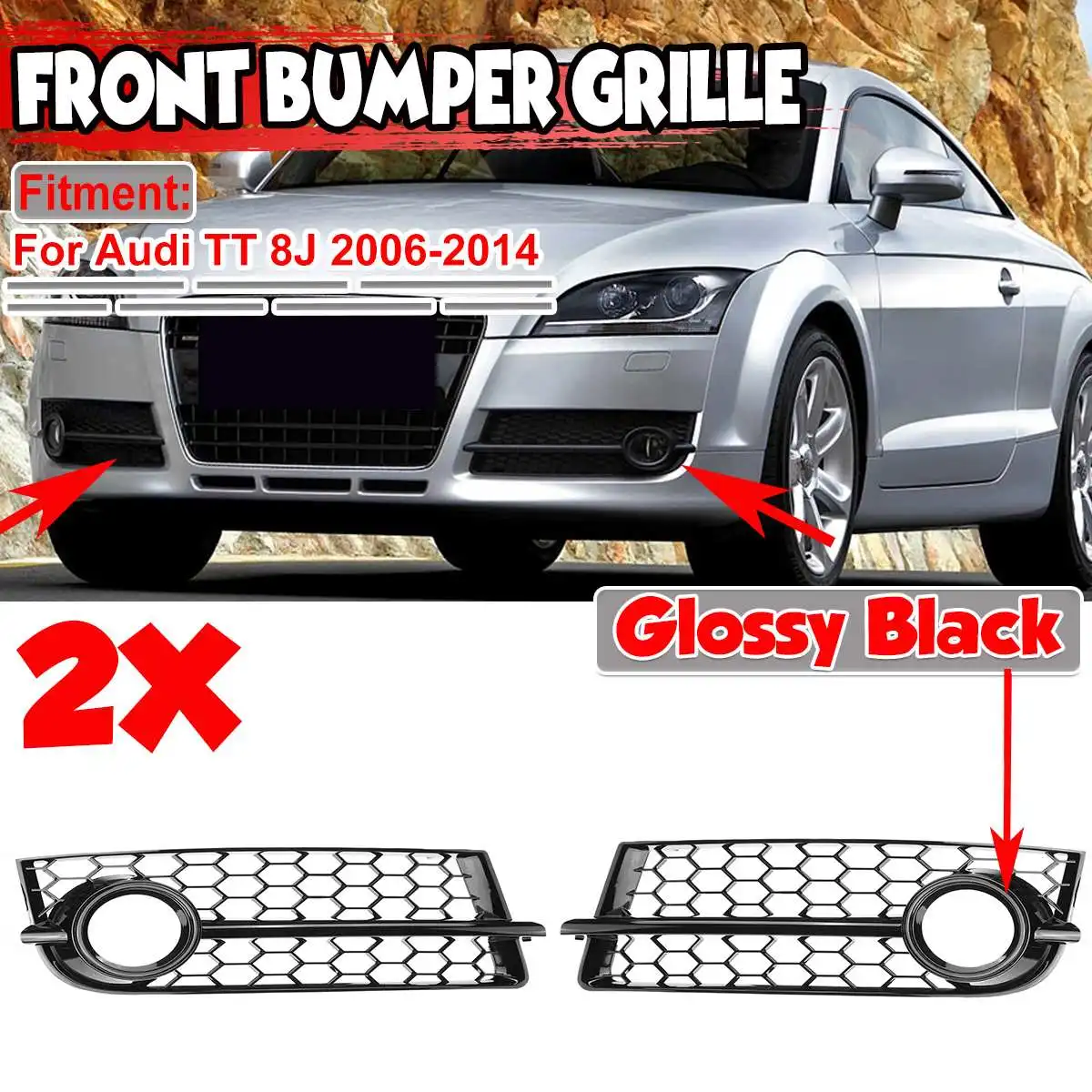 

Решетки для передних противотуманных фар для Audi TT 8J 2006-2014 8J080768201C 8J080768101C, 2 шт.