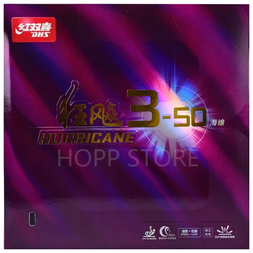 Imagen 2 del producto DHS Hurricane 3-50 / SKYLINE 3-60 Pips-In Tenis de Mesa Goma (Control/bucle) esponja de Ping Pong DHS Original