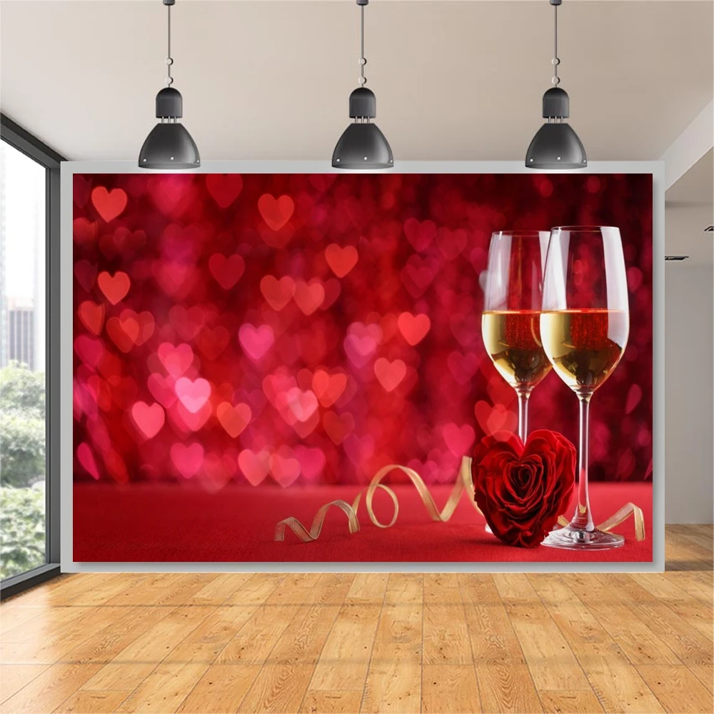 발렌타인데이 결혼식 장미 꽃 샴페인 사진 배경, 사진 스튜디오 포토폰 포토존