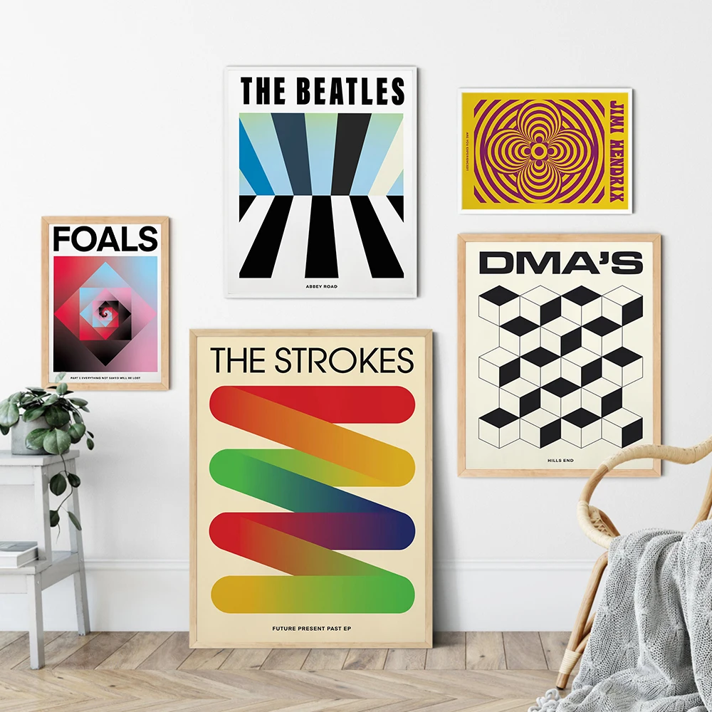 Music Classic Band Album Artwork Vintage Posters And Prints Abstract Geometry Wall Canvas Painting Home Decor For Living Room