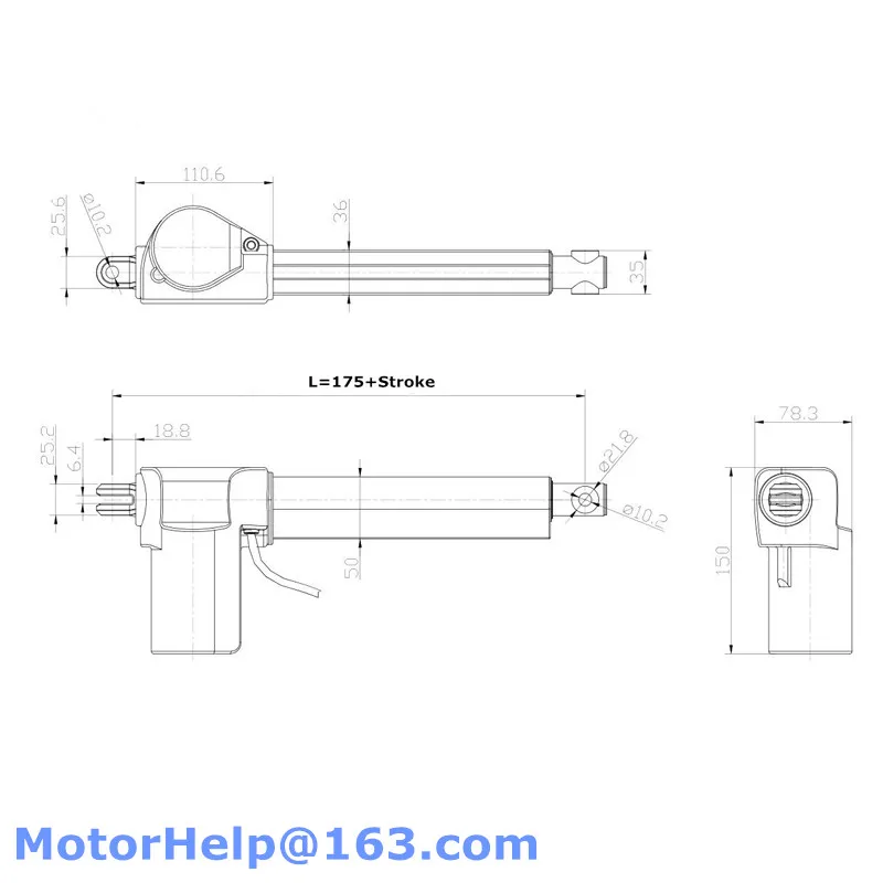 Waterproof quiet 24V 12V 6000N load customize linear actuator motor electric bed hi-low bed actuator motor medical bed motor