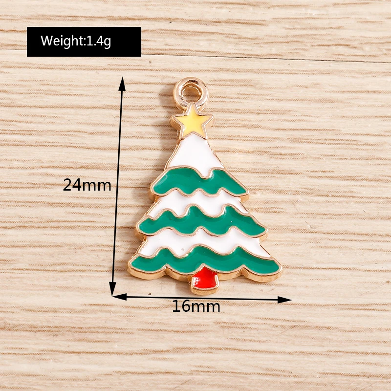 10 Stück niedliche Emaille-Weihnachtsanhänger mit Weihnachtsmann, Baum und Schneemann zum Basteln von Halsketten, Ohrringen, Armbändern, DIY-Bastelarbeiten und als Geschenk – Detail 15
