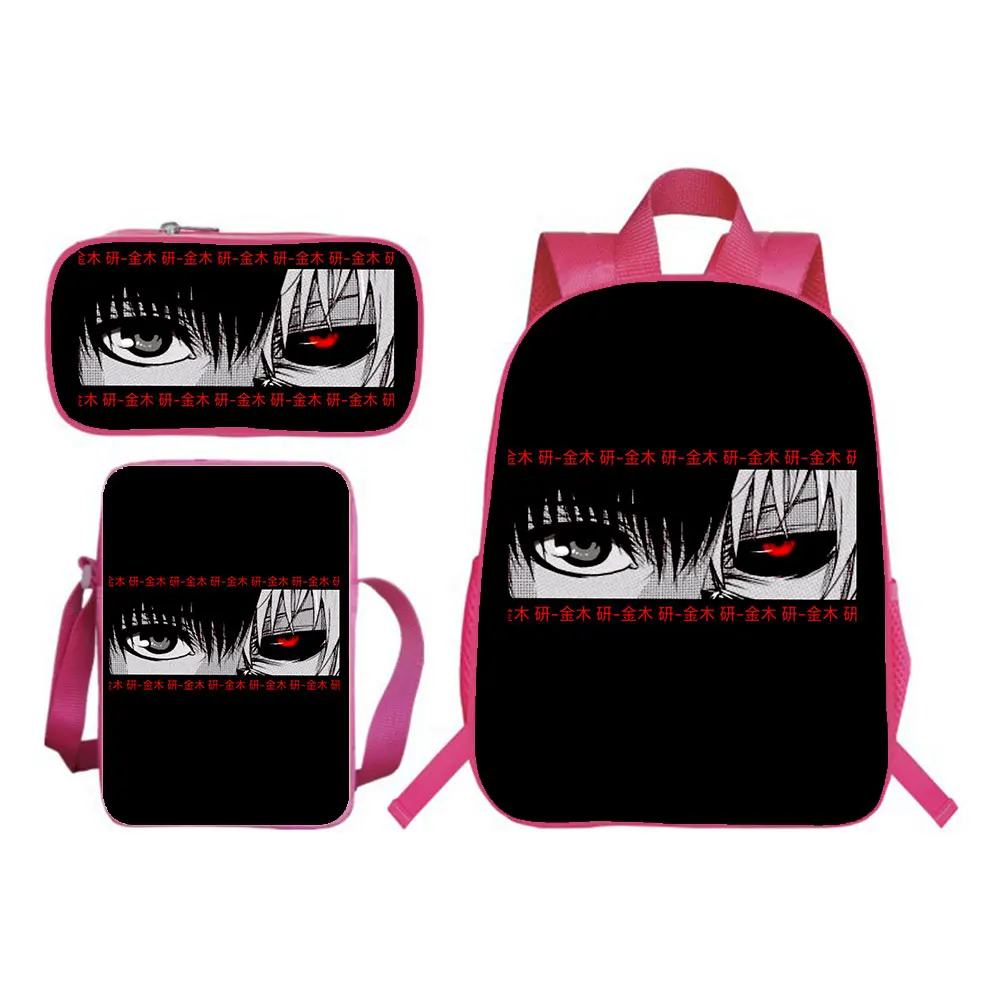 3D Anime Tokyo Ghoul School Bags Backpack 3Pcs Set Jackherelook Tokyo Ghoul Harajuku Boys Girls Schoolbag Kids Bookbags Mochilas