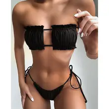 Sexy Bikini 2025 Pleated Bandeau Swimsuit #2