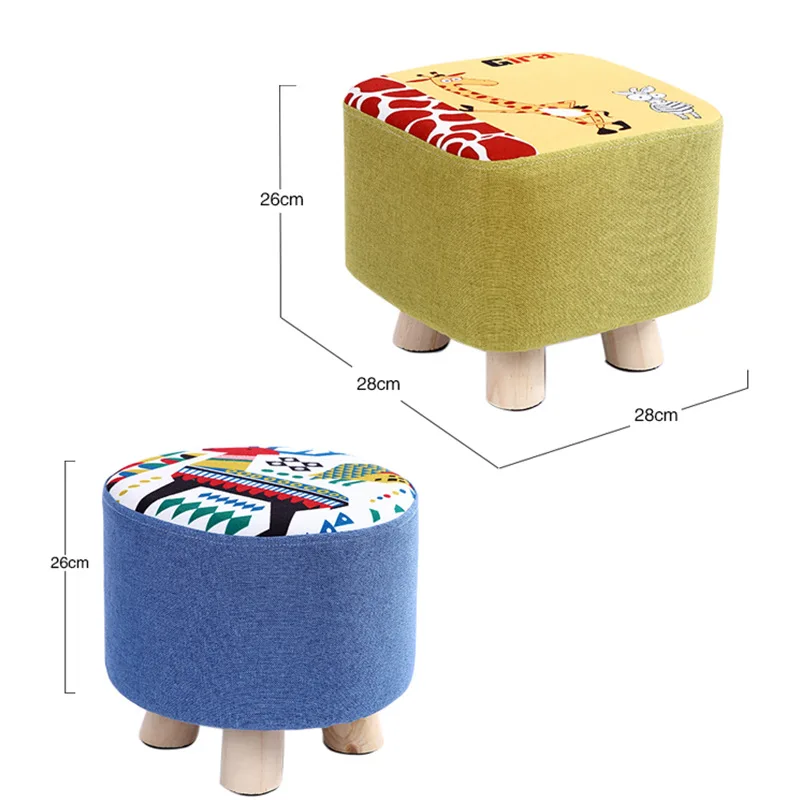 Cartoon Solid Wood Stools Home Living Room Fabric Cover Kids Stool Small Chair for Children Kids Furniture Kindergarten Chair