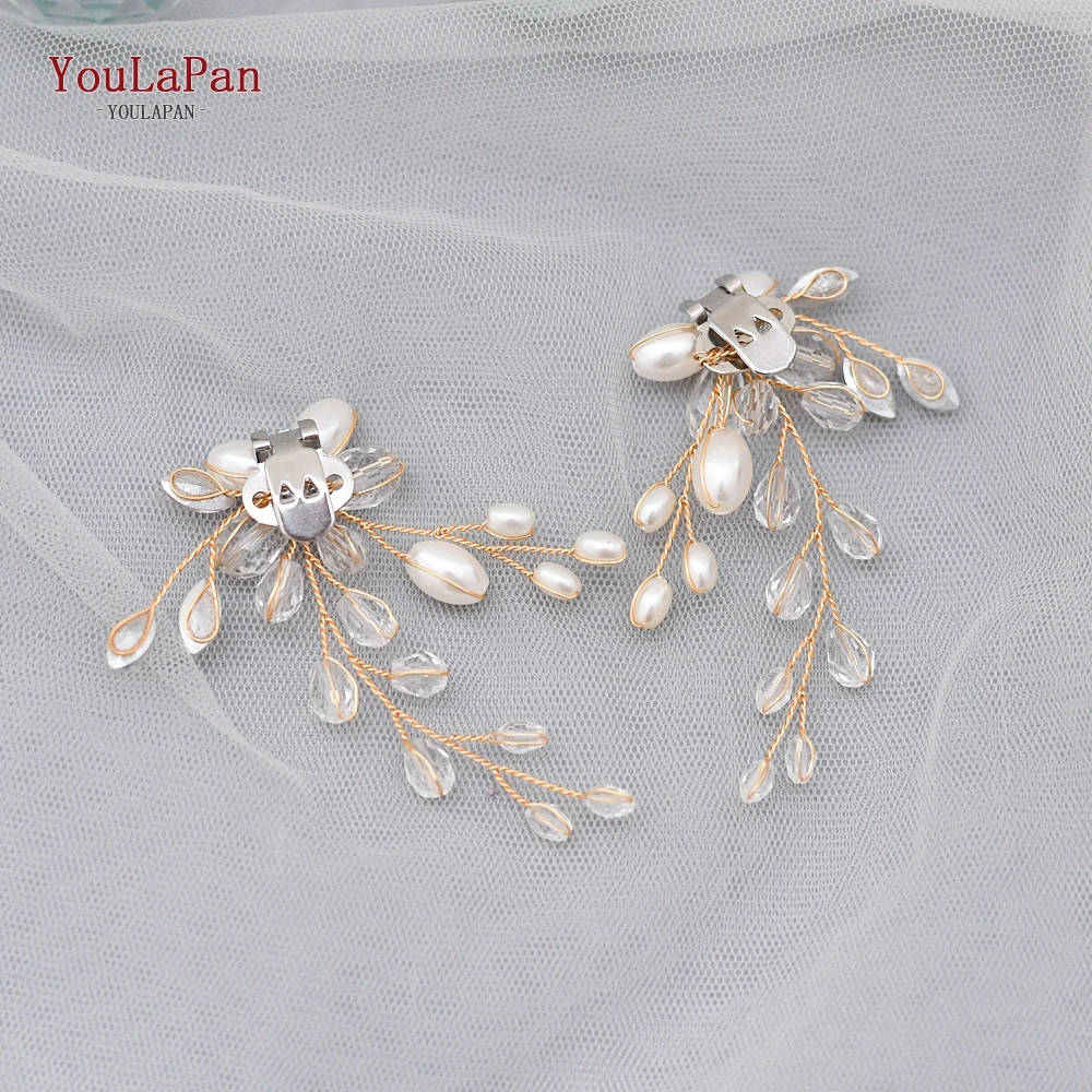 TOPQUEEN X23 2pcs Crystal Bridal High Heel Shoes Decorations Pearl Shoes Clips Party Shoes Accessories Elegant Shoes Buckle