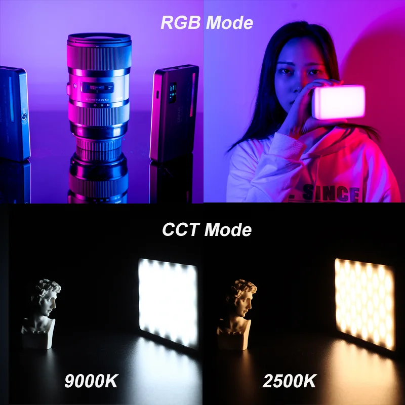 Ulanzi-Luz de Vídeo RGB a Cores, Iluminação LED Fotografia, Luz da Câmara Regulável, Vlog Fill Live, VL120, 2500K a 9000K