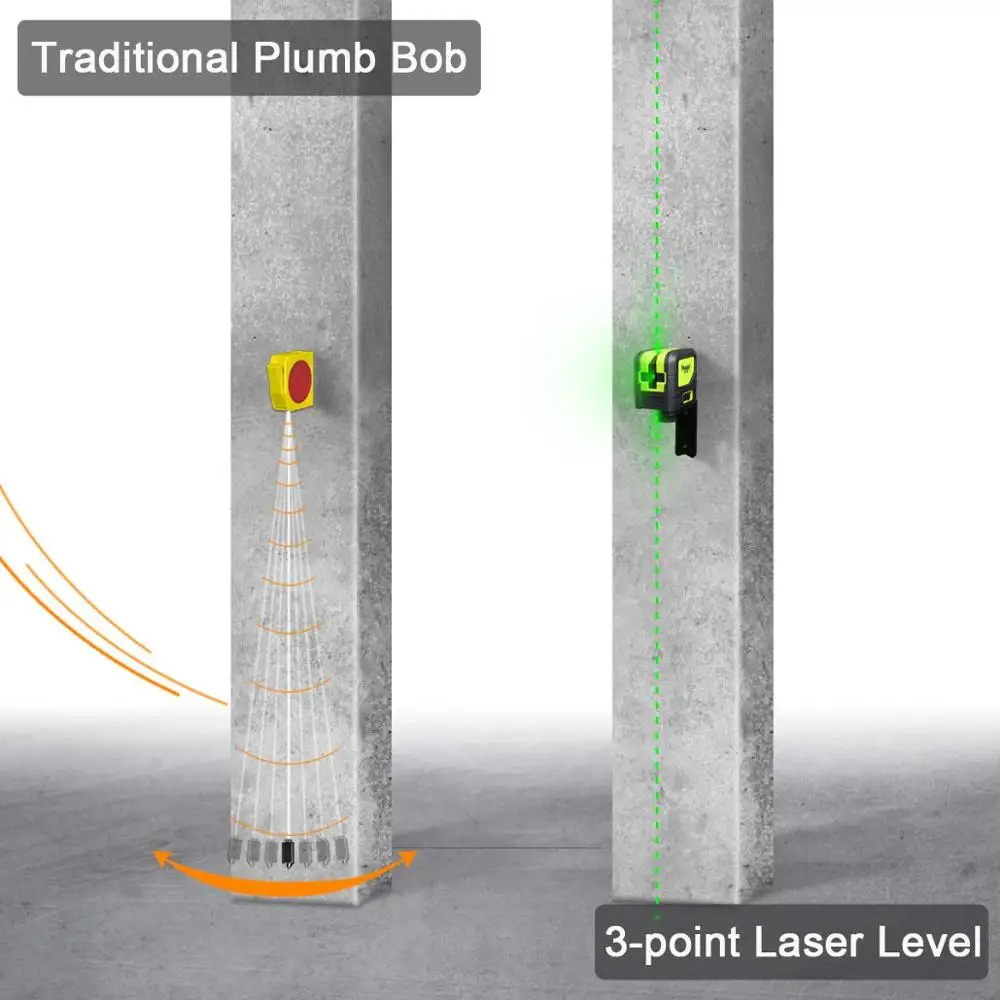 Huepar 3-Point Green Laser Level Self-Leveling and Tilt Function Tool for Welding and Positioning of Reference Points