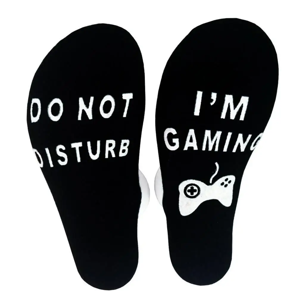 Unisex Do Not Disturb I'm Gaming Letter Printed Socks Funny Ankle Novelty Socks For Game Lovers Men And Women