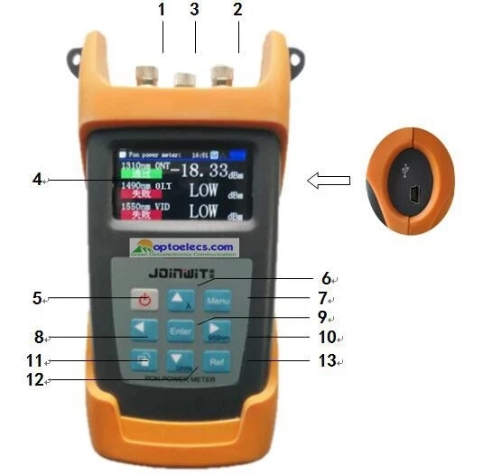 

Free Shipping JW3213N PON Optical Power Meter FTTx PON Built -in Optical Power Meter And Red Laser Visual Fault Locator