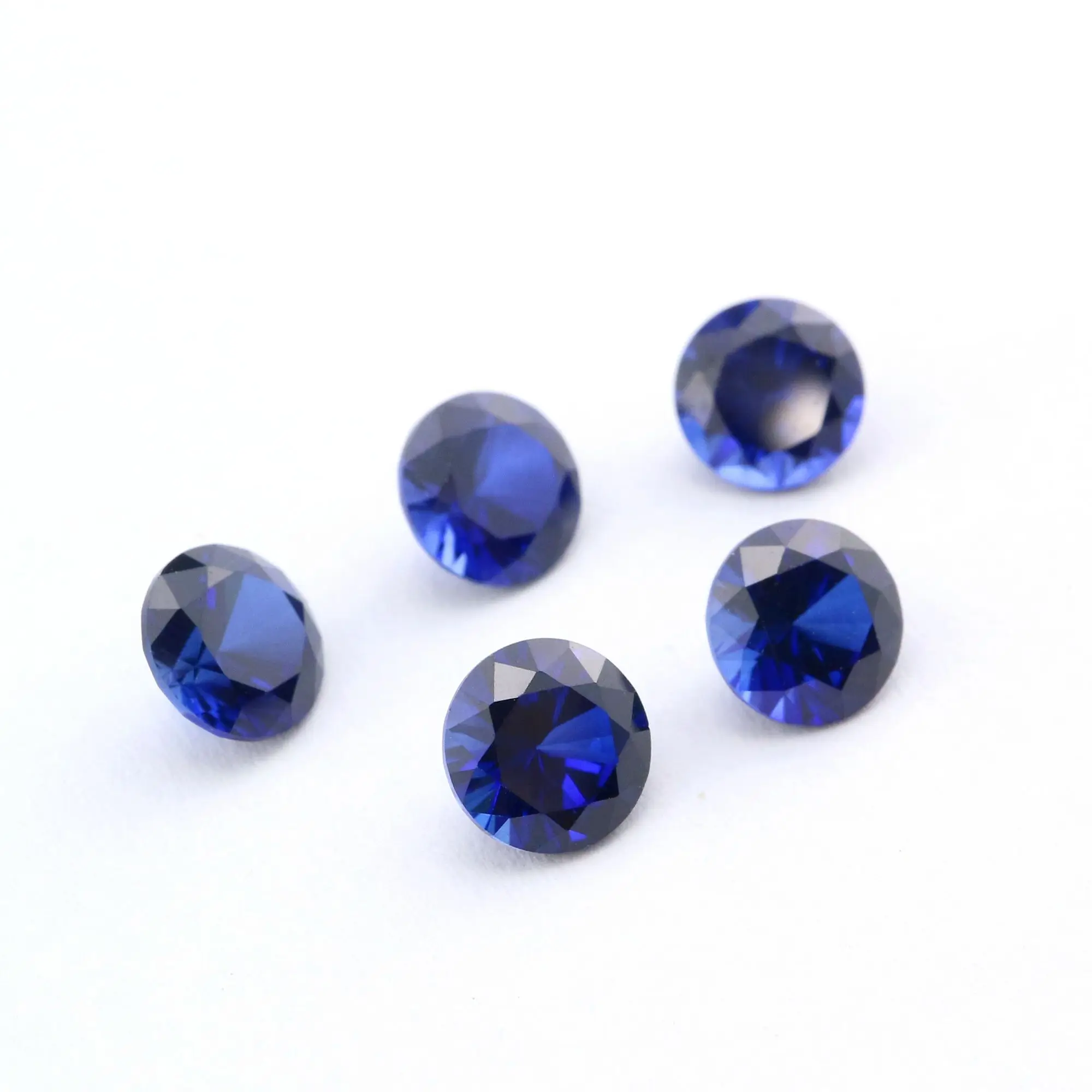 1Pcs Labor Erstellt Runde Saphir September Birthstone Blau Faceted Lose Edelstein DIY Schmuck Liefert 4110167