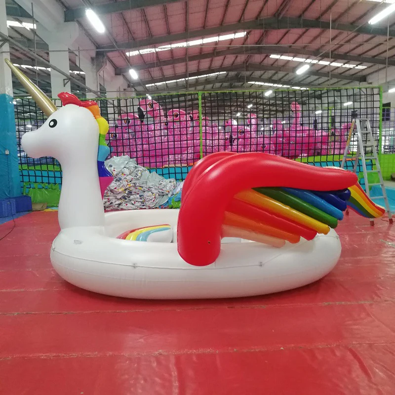 450cm Aufblasbare Einhorn Pool Float Insel Blow Up Sommer Strand Schwimmen Party Lounge Floß Fahrt Auf Spielzeug Kinder Erwachsene