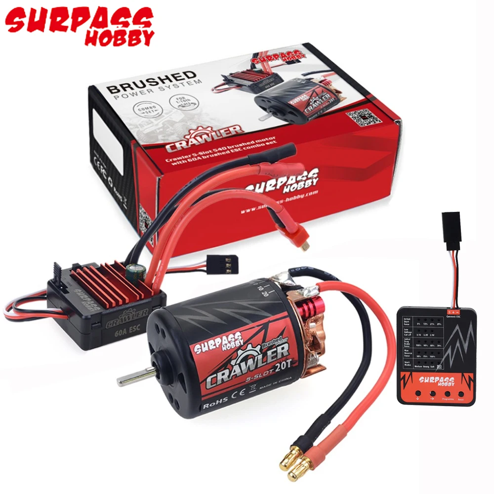 Surpass Hobby 540 550 10T 11T 12T 13T 16T 20T 5-Slot Brushed Motor Waterpoof 60A/80A ESC For RC HSP HPI Tamiya Kyosho WLtoys Toy