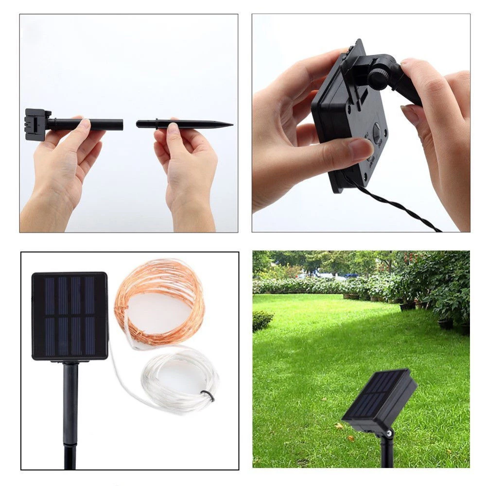 10m 100 LED Solar Light Outdoor Lamp String Lights For Holiday Christmas Party Waterproof Fairy Lights Garden Garland