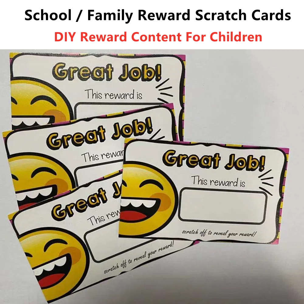 100 Pz/set Novità Ricompensa Scratch Card FAI DA TE Incoraggia Lode Adesivi Per Bambini Apprendimento Precoce Sussidi Didattici Scuola Famiglia Gioco Fortunato