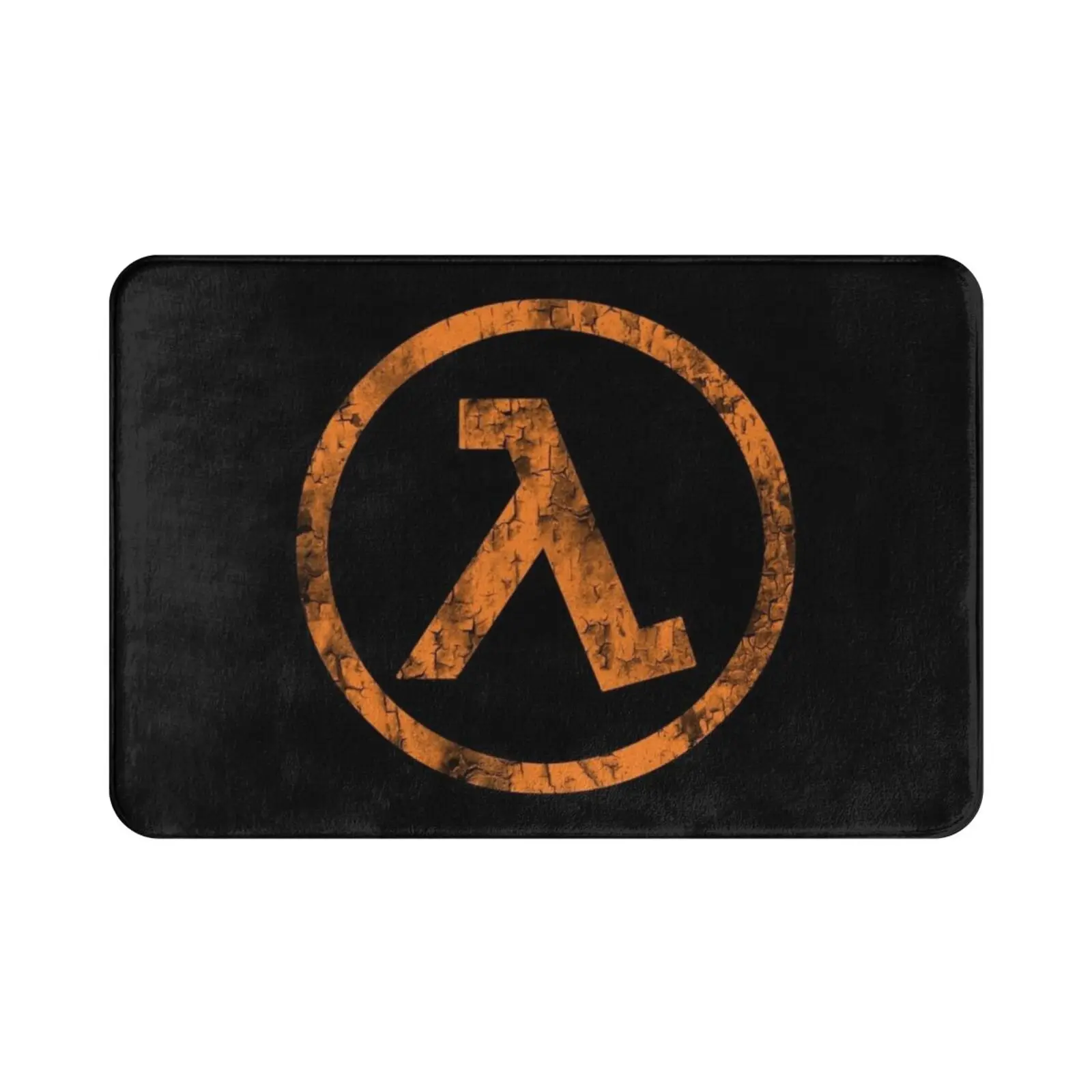 Half Life Vintage Carpet Mat Rug Cushion Soft Non-Slip Symbol Half Life Logo Aperture Black Mesa H Life Toxic Nuclear