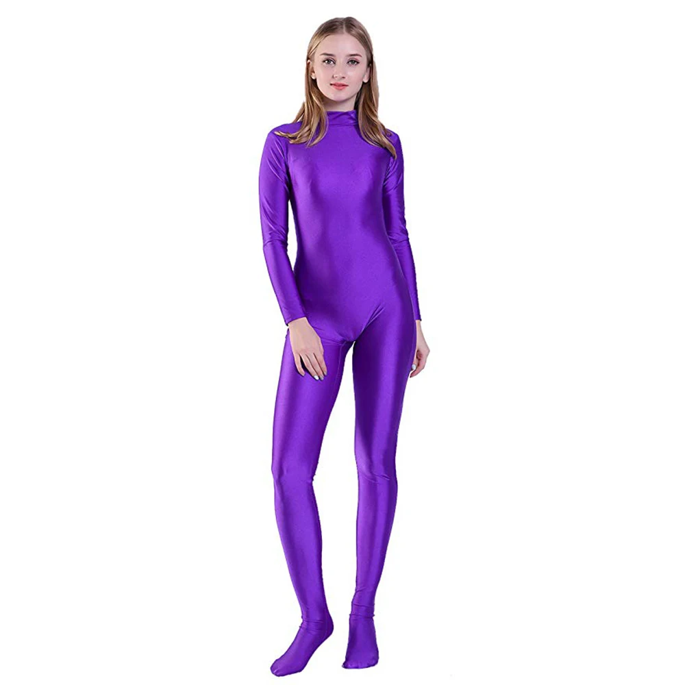 SPEERISE ผู้ใหญ่สีดำ Zentai Spandex เท้าผอมแน่น Jumpsuits สำหรับผู้หญิง Unitard Man Cosplay HalloweenCostumes