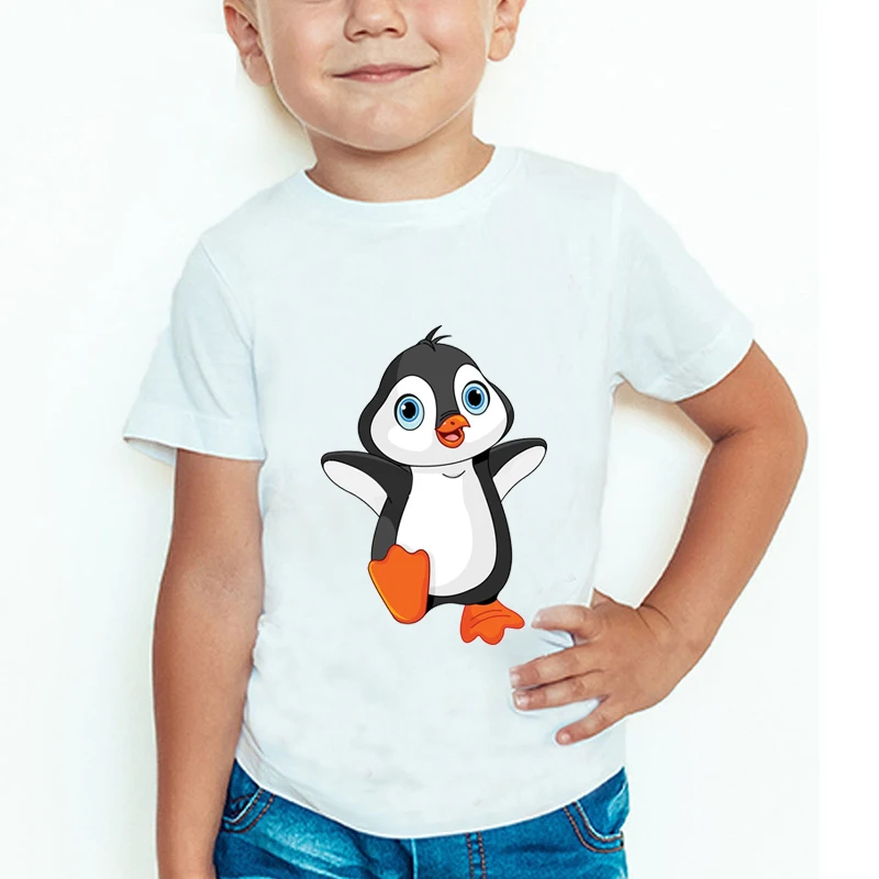 

New cartoon cute print penguin son daughter T-shirt infant baby universal summer wear boys girls children children Tee BAL040