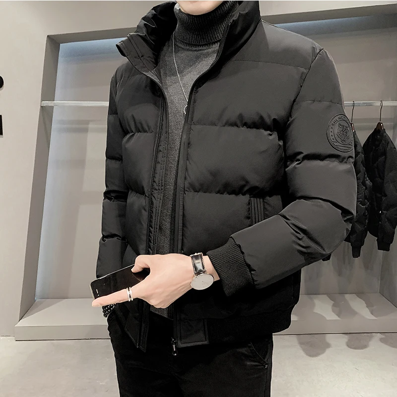 2022 winter new men's cotton jacket fashion solid color thick coat warm coat Large size