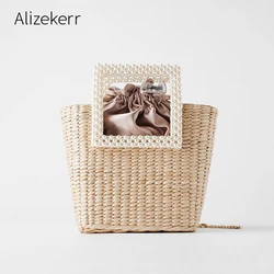 Summer Pearl Beach Bag Women 2020 Bohemia Hand Woven Beaded Straw Bag Female Fashion Elegant Shoulder Bag High Quality Vacation