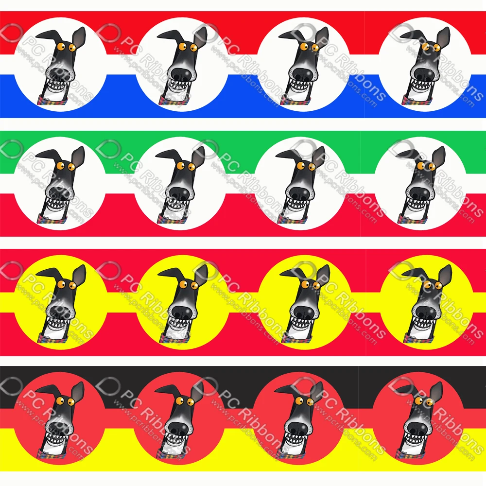 

National Flag Color Greyhound Ribbon Cartoon Galgos Dog Custom for DIY Crafts Hair Bow Collar Lanyard/Satin /Grosgrain Ribbons