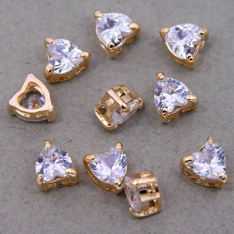 5 pezzi Color oro zircone 2/1 fori rotondi a forma di cuore collegare pendenti con ciondoli accessori per gioielli di alta qualità