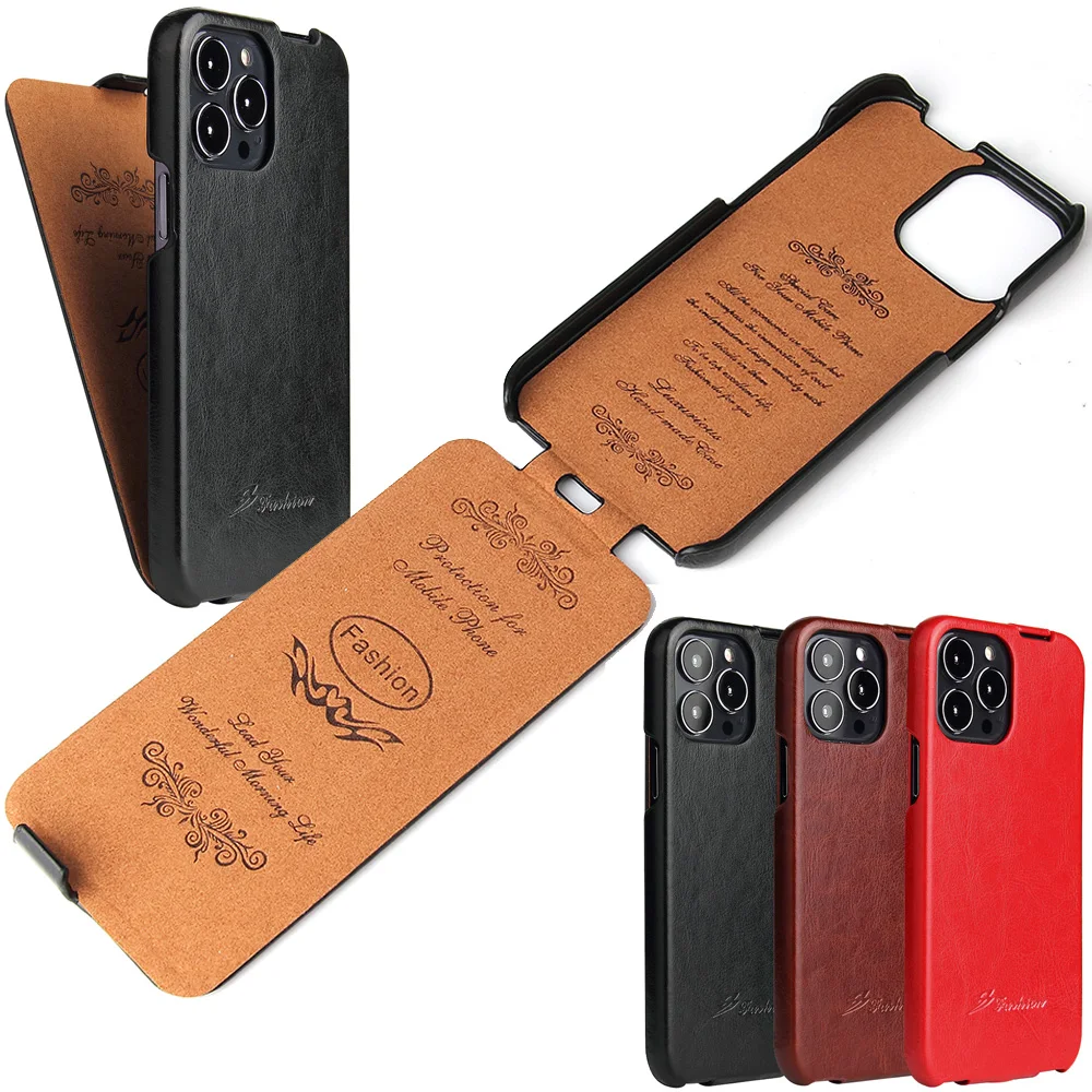 Vertical Flip Leather Case for iPhone 15 Mini – Najlepsze Ochronne Opakowanie z Retro Stylizacją