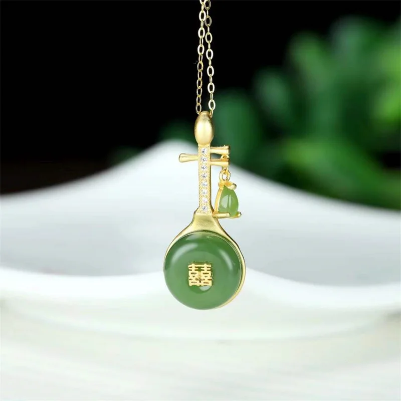 Hot Selling Natural Hand-carved Chalcedony Gufajin Inlay Jade Pingan Buckle Necklace Pendant Fashion Jewelry MenWomen Luck Gifts