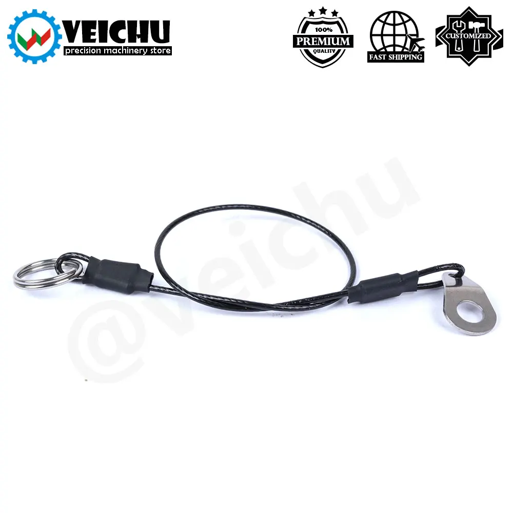 VEICHU Unti-Lost Rope Black Stainless Cable Safety Rope With Key Ring And Gasket