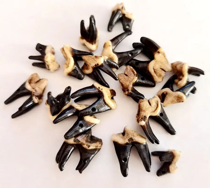 

100 pcs Men's Woman's Biker Pendant Tibetan Amulet Real Natural Tooth Vintage handmade Wolf Tooth Charm Jewelry