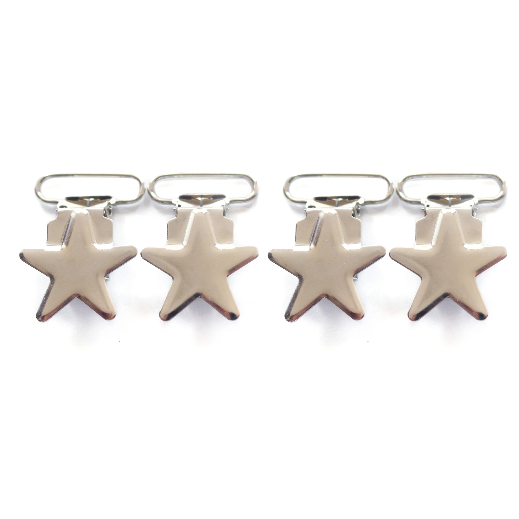 Free Shipping 100 pcs 1'' 25mm Silver Colored Star Shaped Baby Pacifier Clip MAN \ Dummy Suspender Clips Holder Rack Plating