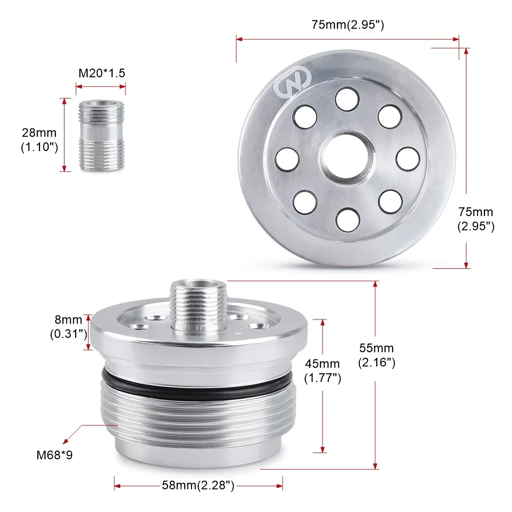 Auto Aluminum Conversion Of Oil Filter Adapter Oil Sandwich Plate Billet Aluminum For Smart Fortwo 450 Models