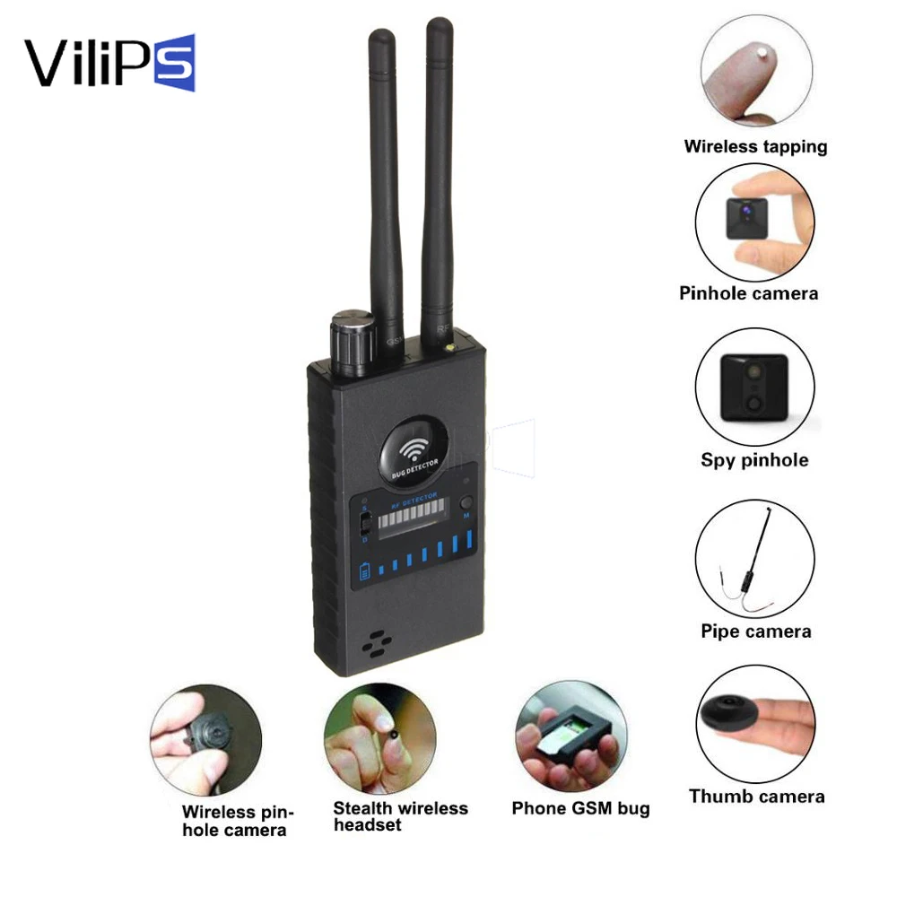 

Vilips Multi-function Anti Detector Camera GSM Audio Bug Finder GPS Signal Lens RF Tracker Detect Finder Radio Scanner