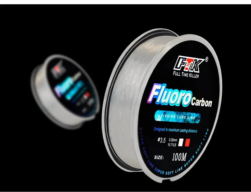 FTK 100m Fluorocarbon-Angelschnur 4.13-34.32LB Kohlefaser-Vorfachschnur Superweiche Schnur zum Fliegenfischen Pesca – Detail 12