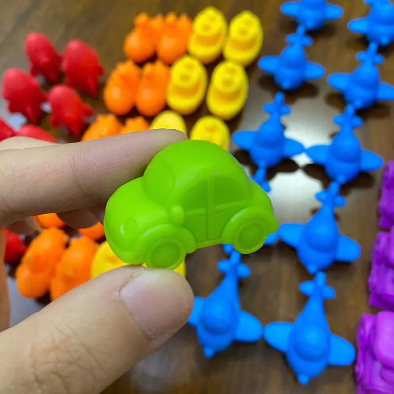 Montessori Material Rainbow Counting Bear Math Toys Animal Dinosaur Color Sorting Matching Game Children Educational Sensory Toy