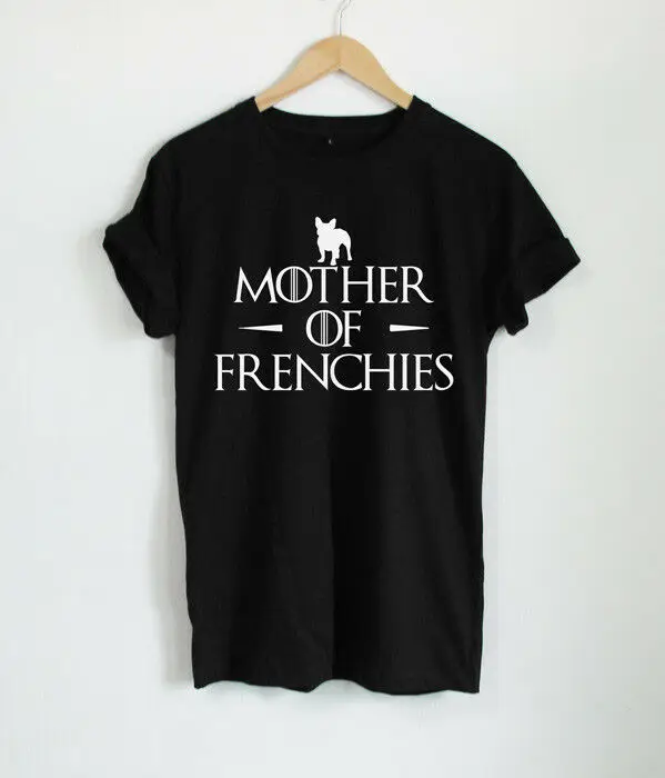 Mother of Frenchies Dog Mom Tshirt Funny Graphic Mama Women T-shirt Kawaii Short Sleeve Tops Tees Cotton crew Neck Korean Shirts