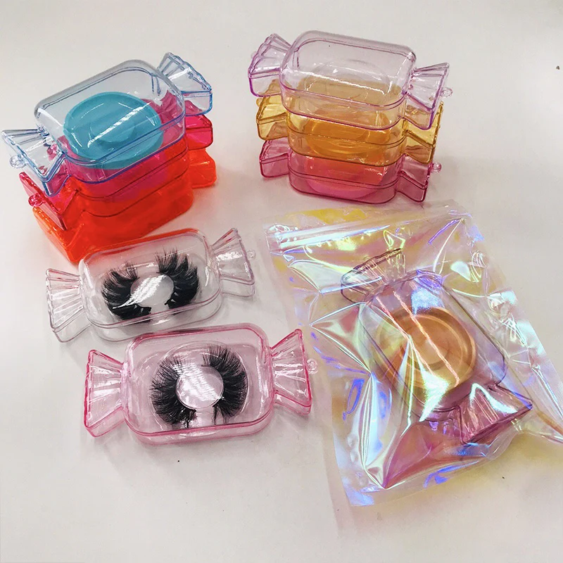 Candy False Eyelashes Packaging Box 3D 5D 25mm 27mm Mink Lashes Empty Candy Case