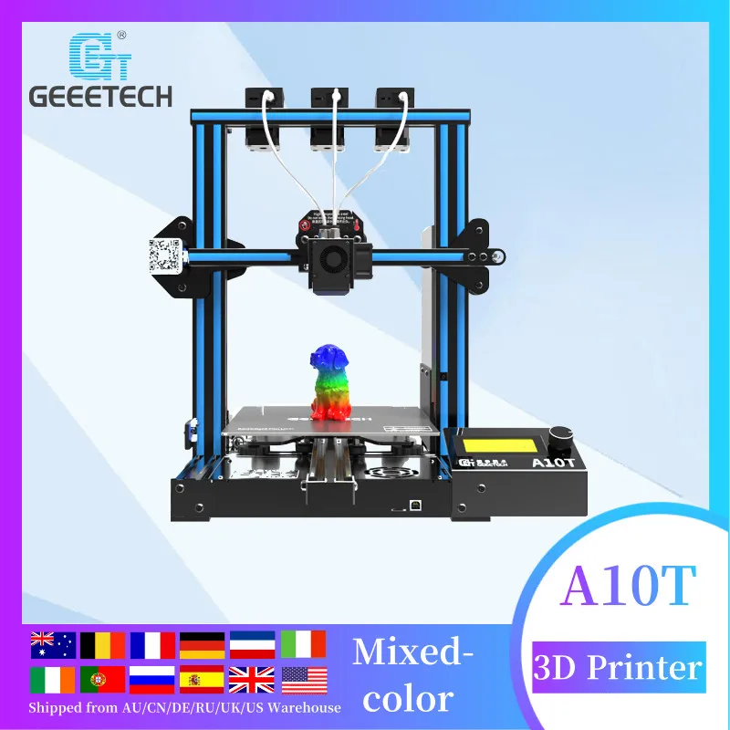 Geeetech A10T FDM 3D Printer multi color, Integrated Building Base, big size 220x220x260, Break Resuming Function, Professional