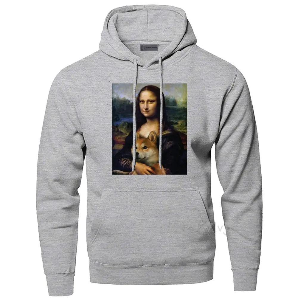 

Funny Hoodies Sweatshirts Men Mona Lisa Shiba Inu Hooded Hoodie Sweatshirt Hoodie Harajuku Hooded Pullover Premium Cotton