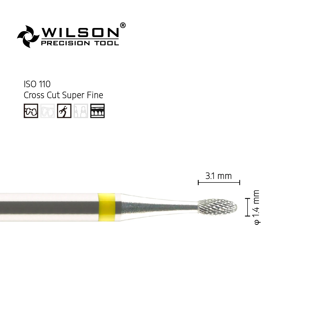 WilsonDental Burs 5000123-ISO 277 110 014 Tungsten Carbide Dental Bur for Trimming Metal