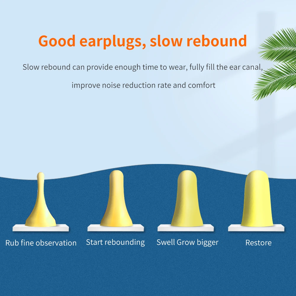 Tapones para los oídos de espuma suave y cómoda, Tapones Cónicos de viaje para dormir, reducción de ruido, aislamiento acústico, protección para los oídos, 10 pares