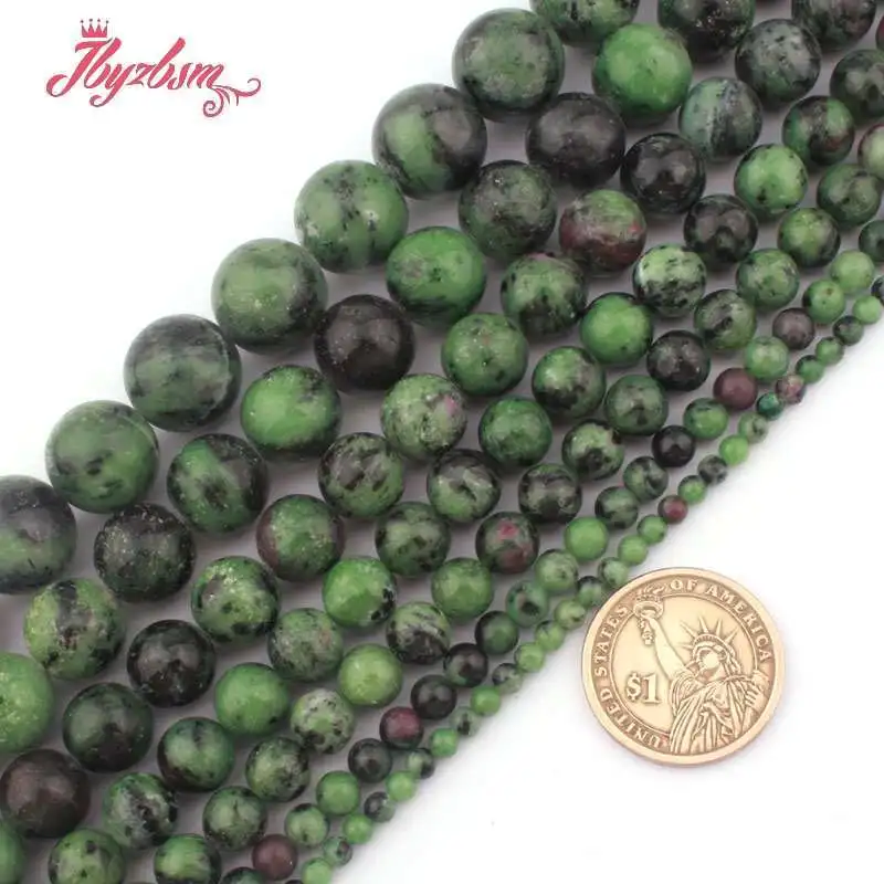 

Natural Zoisite AAA Grade Genuine 4/6/8/10mm Round Smooth Loose Stone Beads For DIY Necklace Bracelats Jewelry Making Strand 15"