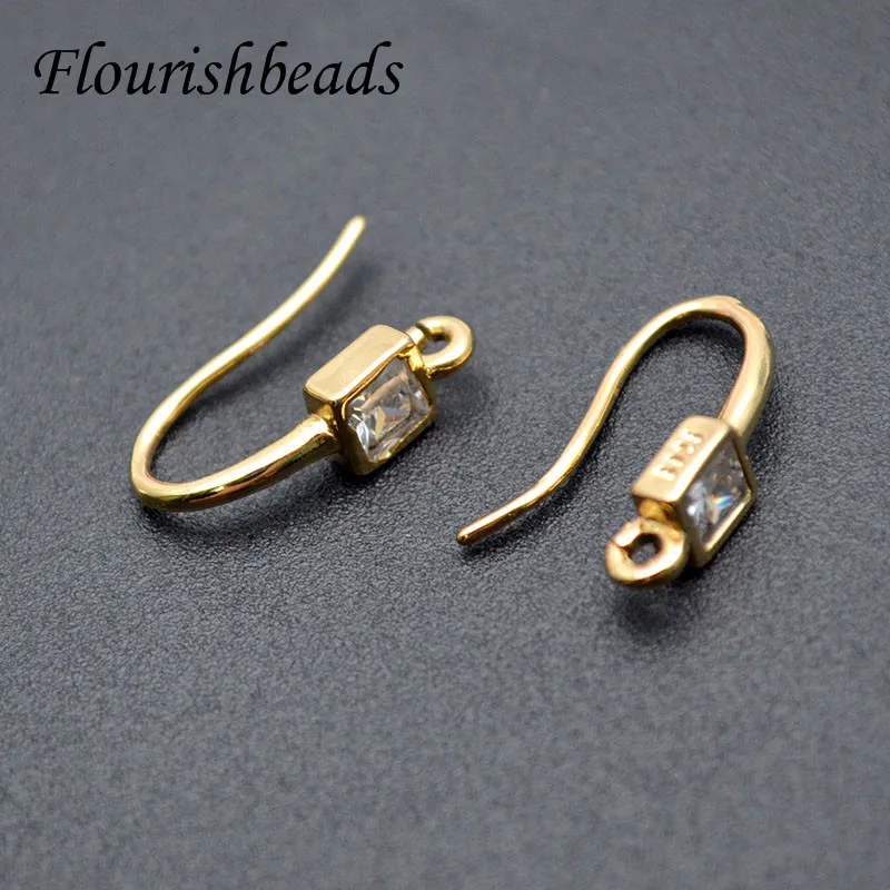 High Quality Nickle Free Real Gold Plating Metal Brass Earring Hooks Stud DIY for Jewelry Making Supplier 20pcs Per Lot