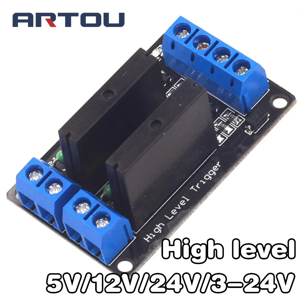 5V/12V/24V/3-24V 2 Channel Solid State Relay Module High Level Relay DC-AC/DC-DC PCB SSR AVR DSP for arduino Diy Kit