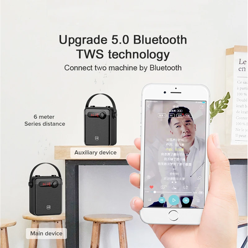 SHIDU 25 Вт Портативный голосовой усилитель Bluetooth караоке динамик с ручным беспроводным микрофоном Echo AUX запись TWS радио H8