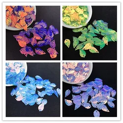 100Pcs/Bag Golden Light Effect 9*16mm Leaf Shape Sequins 2 Holes PVC Paillettes DIY Sewing Sticker Cloth Garments Accessories