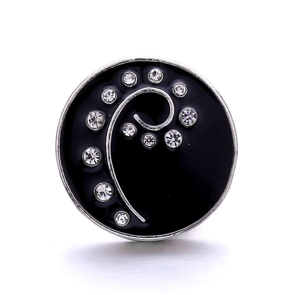 5pcs/lot Black Snap Jewelry Fashion Wholesale Rhinestone Flower 18mm Snap Buttons Jewelry Fit 18mm Leather Snap Button Bracelet