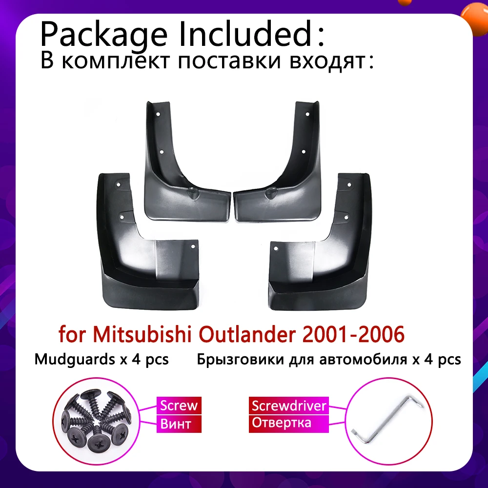 Car Front Mudguards For Mitsubishi Outlander 2001 2002 2003 2004 2005 2006 Cladding Splash  Flap Mudflap Car Accessories Fenders