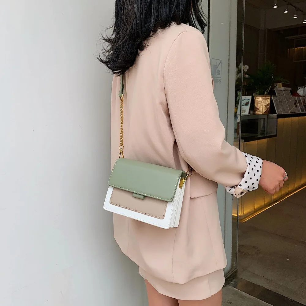 Mini Leather Crossbody Bags for Women 2020 Green Chain Shoulder Simple Lady Travel Purses and Handbags Cross Body Bag